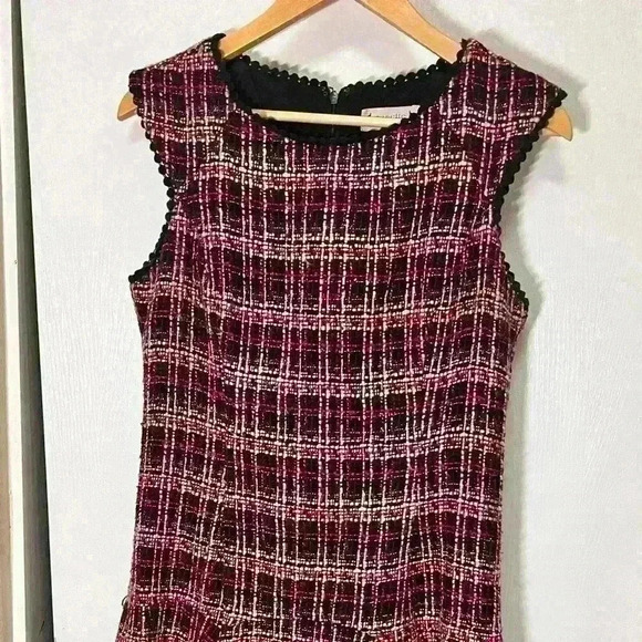 Nanette Lepore Plaid Tweet Above the Knee Fit And Flare Dress Sz 8 - Picture 1 of 11